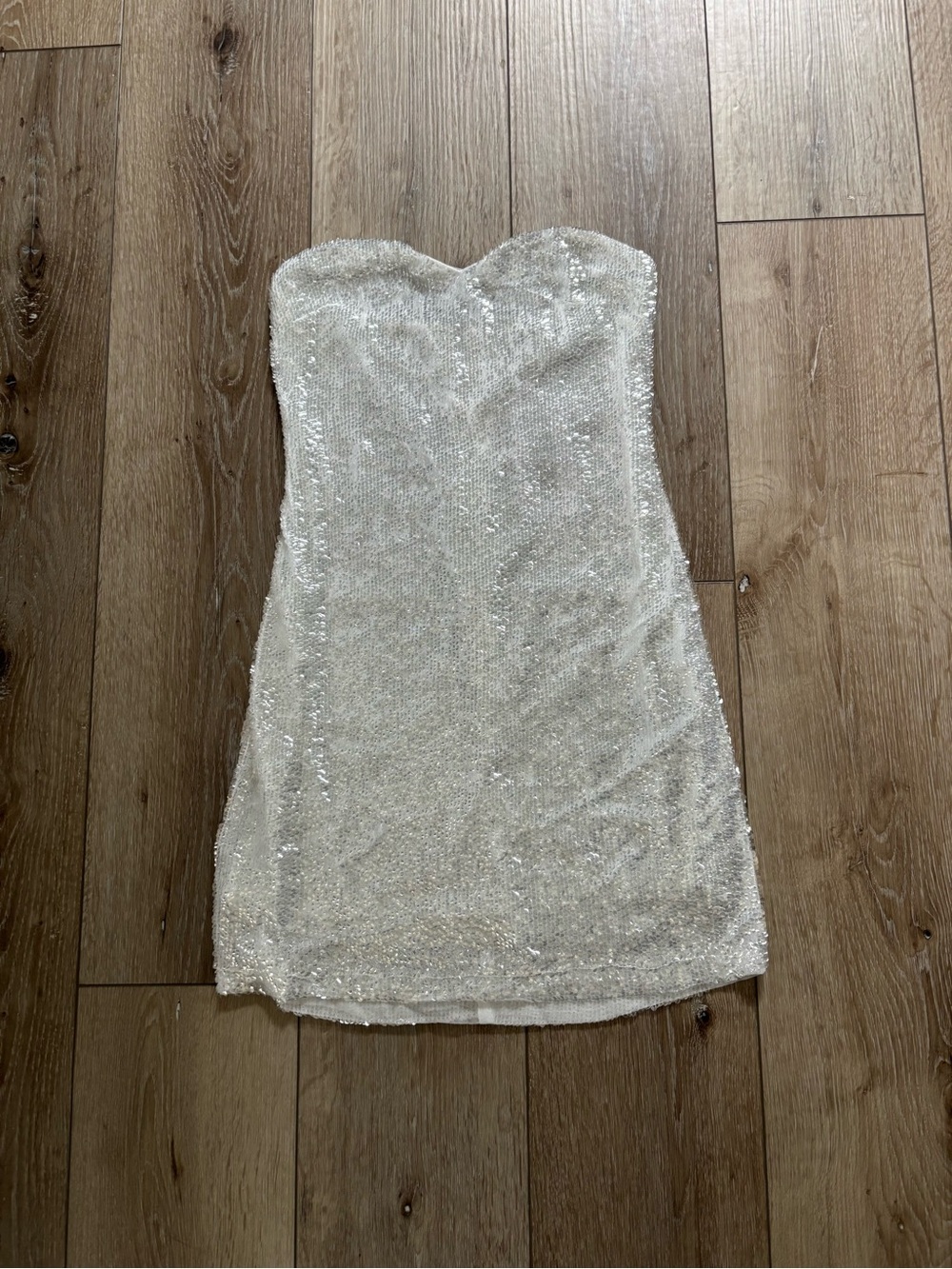 12th Tribe White Strapless Sequin Mini Dress